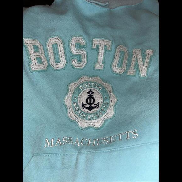 Love Couture Boston Massachusetts Off Shoulder Boat Neck Sweatshirt Sz Medium - Picture 2 of 8